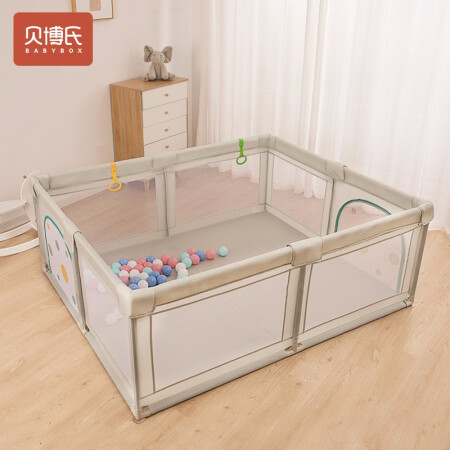 贝博氏 BABY BOX游戏围栏AF01B2婴儿童家室内爬行垫护栏宝宝学步安全防护栏床上地上两用星球灰色200*180cm