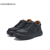 阿玛尼EMPORIO ARMANI奢侈品男装EA20秋冬男士牛皮休闲鞋 X4X321-XF473 BLACK-00002黑色 6