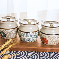 竹木本记 日式调料盒套装创意陶瓷调味罐釉下彩调料罐家用厨房佐料罐 富贵红单个