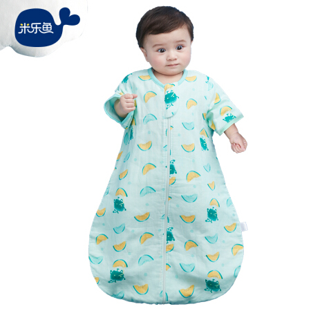 米乐鱼 睡袋婴儿包被儿童宝宝春夏季一体款6层长袖防踢被 南瓜派对70*47cm