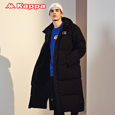 Kappa卡帕长款羽绒服2020新款冬季情侣男女连帽防寒服保暖反光外套K0AZ2YY88D 黑色-990 S
