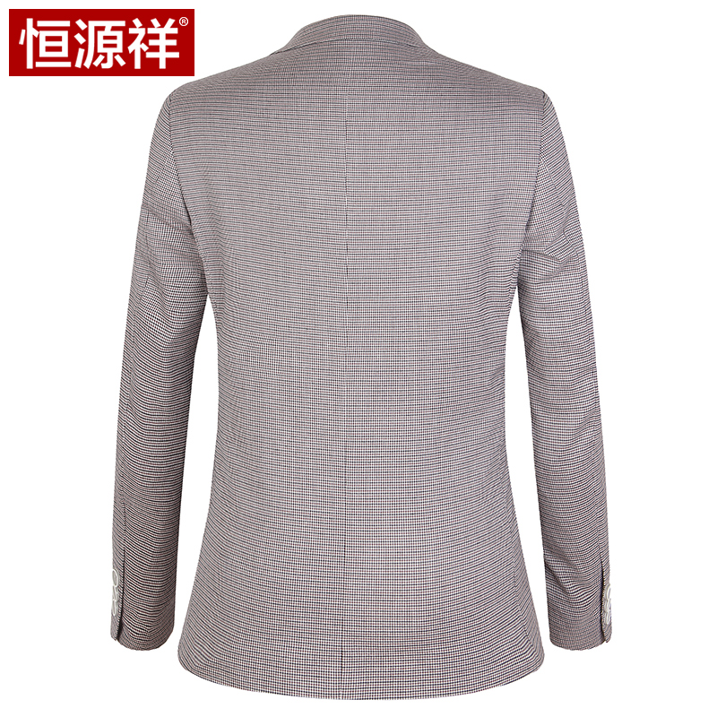 恒源祥休闲西服外套男 春秋薄款中年男装便西单西细格纹西装男款K 75/92A JS31005-29