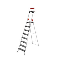 利快 家用铝合金梯子德国进口Hailo超轻家用梯多步梯超宽踏板可折叠铝梯 八级铝梯 （新款承重150kg）