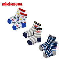 MIKIHOUSE 2020新款婴幼儿童男女袜子3双套装14-9635-264 蓝色 13CM-15CM