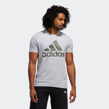 Adidas阿迪达斯男士罗纹圆领100％棉质球衣夏季短袖T恤FM4092 Grey L