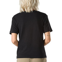 Vans范斯女款夏季纯棉圆领短袖徽章印花图案舒适透气简约T恤3941258 Black Large