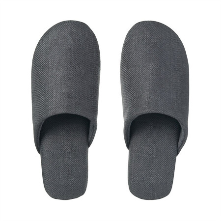 無印良品 MUJI 男女通用 麻斜纹织贴合脚型拖鞋 炭灰色 260mm(2.0)/L