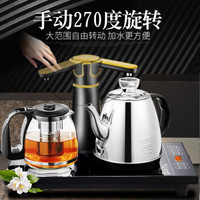 金杞（JINQI）电水壶 半自动上水电热壶玻璃保温泡茶抽加水304不锈钢电茶壶套装 WJ-388黑色(B08)