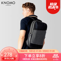 KNOMO英国时尚男士双肩包休闲背包电脑包Southampton15寸大容量商务男包 黑色