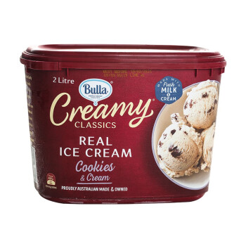 Bulla 桶装鲜奶冰淇淋 澳大利亚原装进口网红冰激凌2L大桶装冷饮 奶油曲奇2L