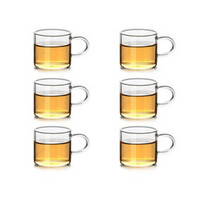 艾芳贝儿（AlfunBel）高硼硅耐热玻璃功夫茶具盖碗三才碗品茗杯花茶杯 直把大号杯(150ML)6只装
