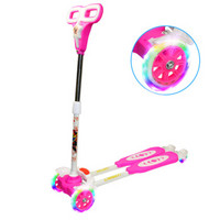 乐士滑板车儿童滑板 闪光轮滑儿童踏板车宝宝可折叠车扭扭车 蛙式粉红色闪光轮