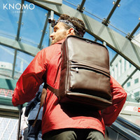 KNOMO英伦双肩包真皮商务背包电脑背包男士通勤双肩背包Brackley双肩包 棕色