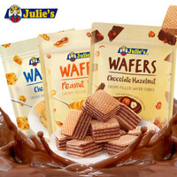 茱蒂丝Julie's 马来西亚进口 休闲零食 夹心威化饼干150g  办公室零食 （150g*3袋）乳酪味+巧克力味+花生酱味