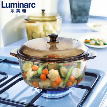 乐美雅玻璃锅琥珀锅法国进口焖烧锅钢化煲汤锅炖蒸煮透明锅明火直烧耐高温家用晶彩奶锅宝宝锅养生锅微波炉锅 1L经典琥珀锅