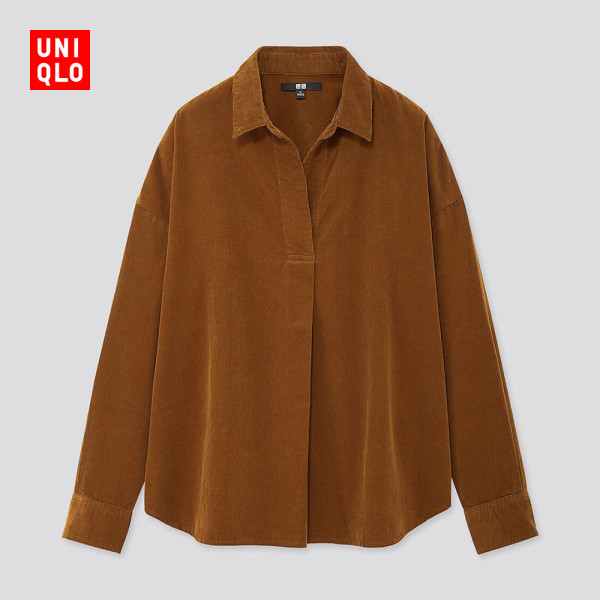 商品优衣库 女装 灯芯绒半开领上衣(长袖 420563 uniqlo