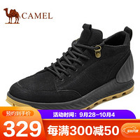 骆驼（CAMEL） 男鞋潮流百搭中帮牛皮工装休闲靴 A042541490 黑色 41