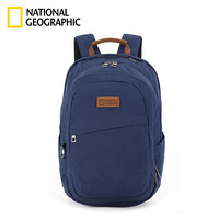 国家地理 双肩包时尚大容量休闲包15.6英寸笔记本电脑包防泼水背包 深蓝色
