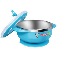 Nuby 努比 不锈钢吸盘碗 宝宝辅食碗 儿童学吃饭训练碗 婴儿餐具（附吸盘） 蓝色