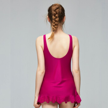 浩沙hosa女士泳衣可爱性感深v收腹显瘦遮肚小胸聚拢三角裙式连体游泳衣 紫色 XL