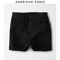 AEO2020黑色百搭女士高腰牛仔超短裤American Eagle 0545_6019