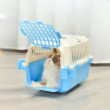 捣蛋鬼 宠物航空箱狗狗猫咪笼子外出便携式托运箱旅行箱宠物太空舱+10片尿片 蓝色