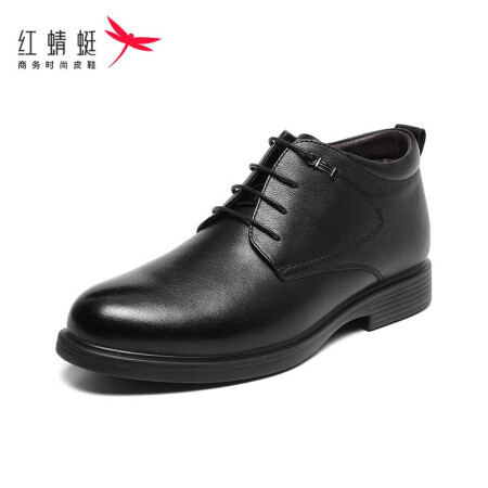 红蜻蜓（REDDRAGONFLY）男皮鞋商务休闲正装男士皮鞋加绒保暖男棉靴 WTD400731 黑色 42