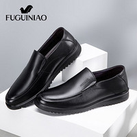 富贵鸟（FUGUINIAO）男鞋商务皮鞋男士休闲百搭套脚低帮乐福鞋爸爸鞋 FG01040108 黑色 42