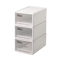 TENMA 天馬 收納箱F330抽屜式收納柜組合抽屜柜儲物整理箱透明抽屜收納盒 1個裝 卡其色 33*47*21.5cm