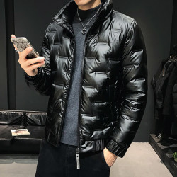 羽绒服男2020新款韩版潮流帅气亮面冬季鸭绒加厚短款立领男士外套