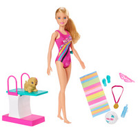 芭比（Barbie）趣味跳水组合 运动系列 社交女孩儿童过家家玩具GHK23
