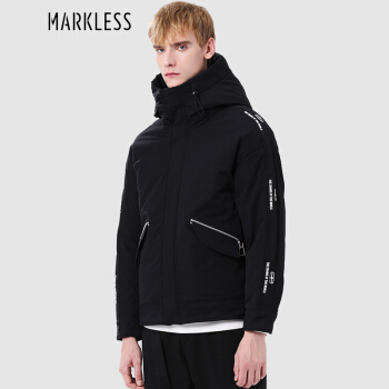 MARKLESS 羽绒服男冬季90%白鸭绒潮流户外机能外套运动羽绒服YRA9323M黑色 180/96（XL）