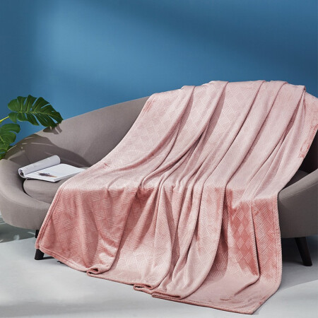 罗莱家纺 LUOLAI 毛毯加厚保暖法兰绒毯子盖毯空调毯毛巾被 床上用品 时尚压花法兰绒毯 粉色 200*230cm