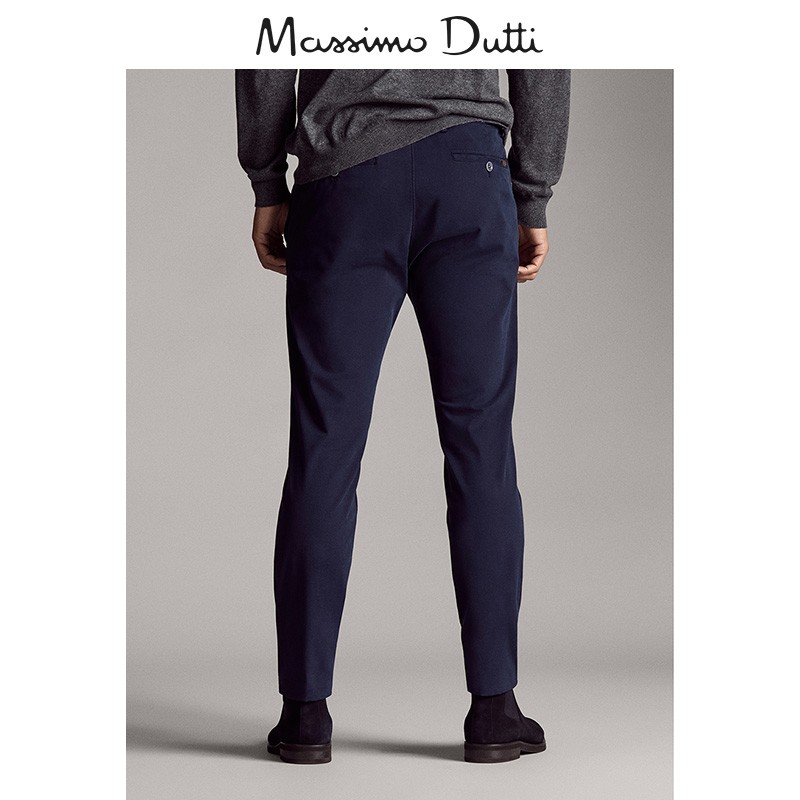 春夏折扣 Massimo Dutti男装 EXTRA SLIM FIT 修身款棉质微弹休闲长裤 00003003401