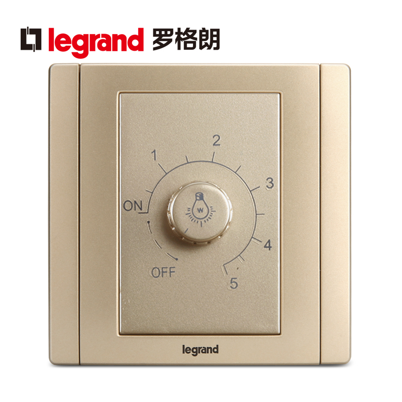 tcl罗格朗开关插座面板美涵金色调光开关墙壁电源86型