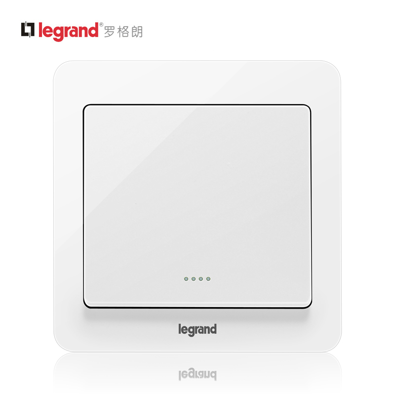 罗格朗tcl开关插座逸典圆白色一开单控带荧光墙壁电源86型
