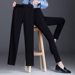 加绒加厚秋冬季新款休闲裤外穿高腰青年女裤宽松直筒裤妈妈裤韩版