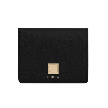 芙拉 FURLA  女士 牛皮革 黑色 MIMI系列 双折钱包钱夹卡片夹 1014246  送女友