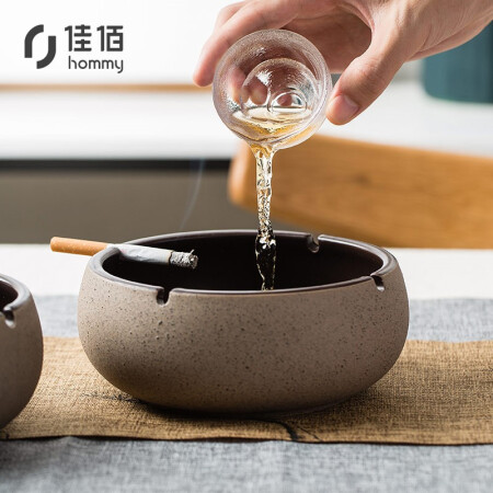 佳佰 复古陶瓷烟灰缸月球创意个性烟灰缸欧式雪茄烟灰缸客厅茶几家用书房摆件办公室桌面烟缸圆形6.1英寸