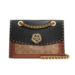 蔻驰(coach)女斜挎包 奥莱山茶花时尚软皮单肩斜挎方包款中号