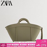ZARA新款 女包 卡其绿色压胶超火百搭斜挎提手包 16675610032