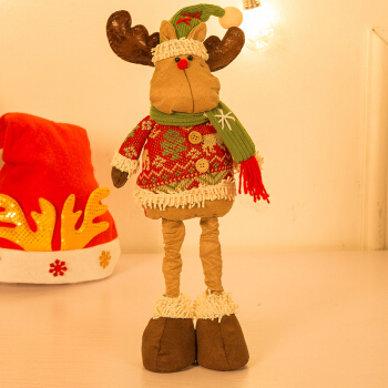 多美忆 圣诞节装饰品圣诞树挂饰儿童圣诞礼物伸缩圣诞玩偶公仔摆件 麋鹿
