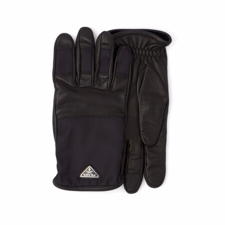 普拉达PRADA 男士黑色尼龙和软羊革手套 2GG095-303-F0002 9.5