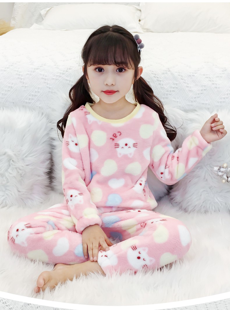Nan ji ren 南极人 女童珊瑚绒睡衣套装