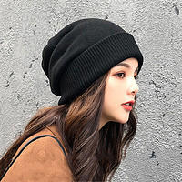 帽子女秋冬時尚雙層加厚保暖針織帽女款帽子毛線帽包頭帽堆堆帽