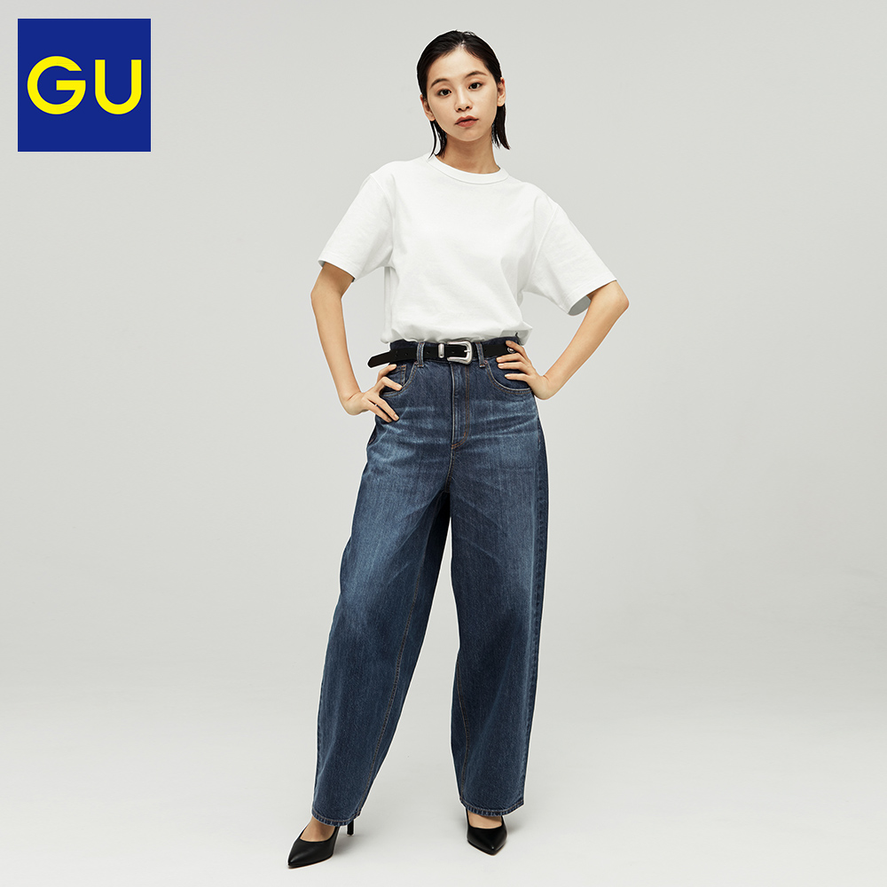 GU极优女装茧型牛仔裤(水洗产品)时尚老爹裤321034