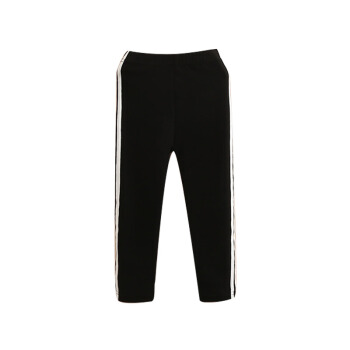 贝壳元素宝宝彩条打底裤 秋装新款女童童装儿童休闲百搭裤子kzc607 黑色 120cm