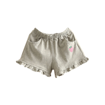 贝壳元素宝宝草莓短裤 夏装新款女童童装儿童松紧腰裤子kzc311 灰色 90cm
