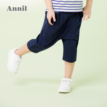 Annil安奈儿童装女童纯色百搭七分打底裤新款 暮光花灰 120cm
