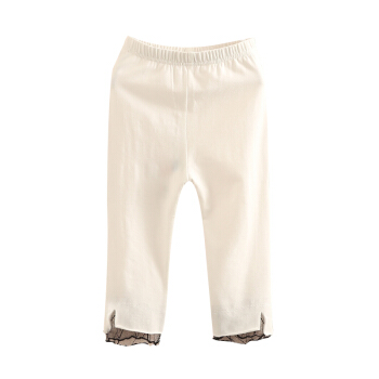 贝壳元素宝宝拼接打底裤 夏装新款女童童装儿童七分裤子kzb195 白色 100cm